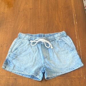 aerie Light Wash Denim Drawstring Shorts